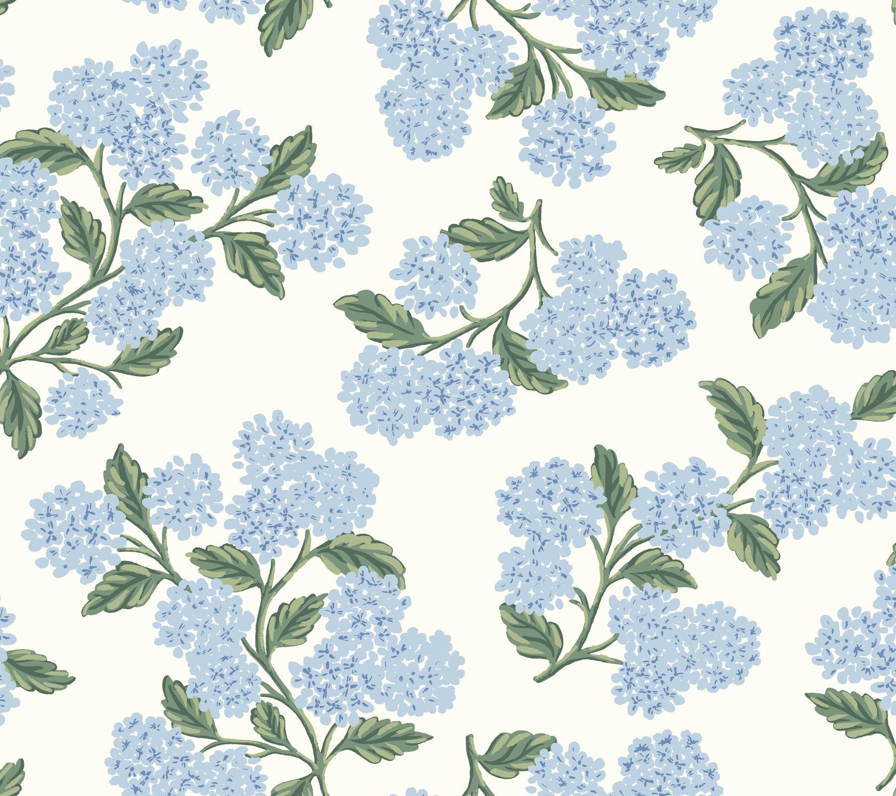 Hydrangea Peel and Stick wallpaper in blue &amp; white color - pattern number PSW1617RL - by Rifle Paper Co in the Rifle Paper Co Fourth Edition Peel and Stick Wallpaper collection
