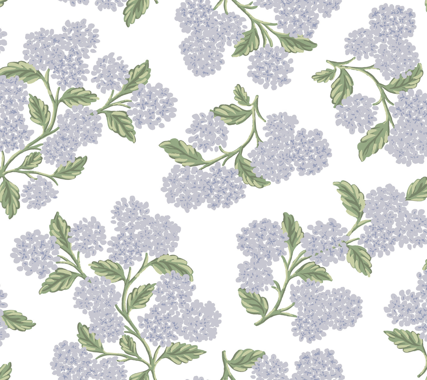 Hydrangea Peel and Stick wallpaper in lilac &amp; white color - pattern number PSW1621RL - by Rifle Paper Co in the Rifle Paper Co Fourth Edition Peel and Stick Wallpaper collection