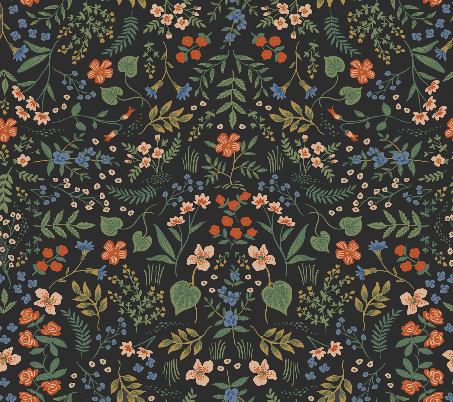 Wildwood Peel and Stick wallpaper in black metallic color - pattern number PSW1623RL - by Rifle Paper Co in the Rifle Paper Co Fourth Edition Peel and Stick Wallpaper collection