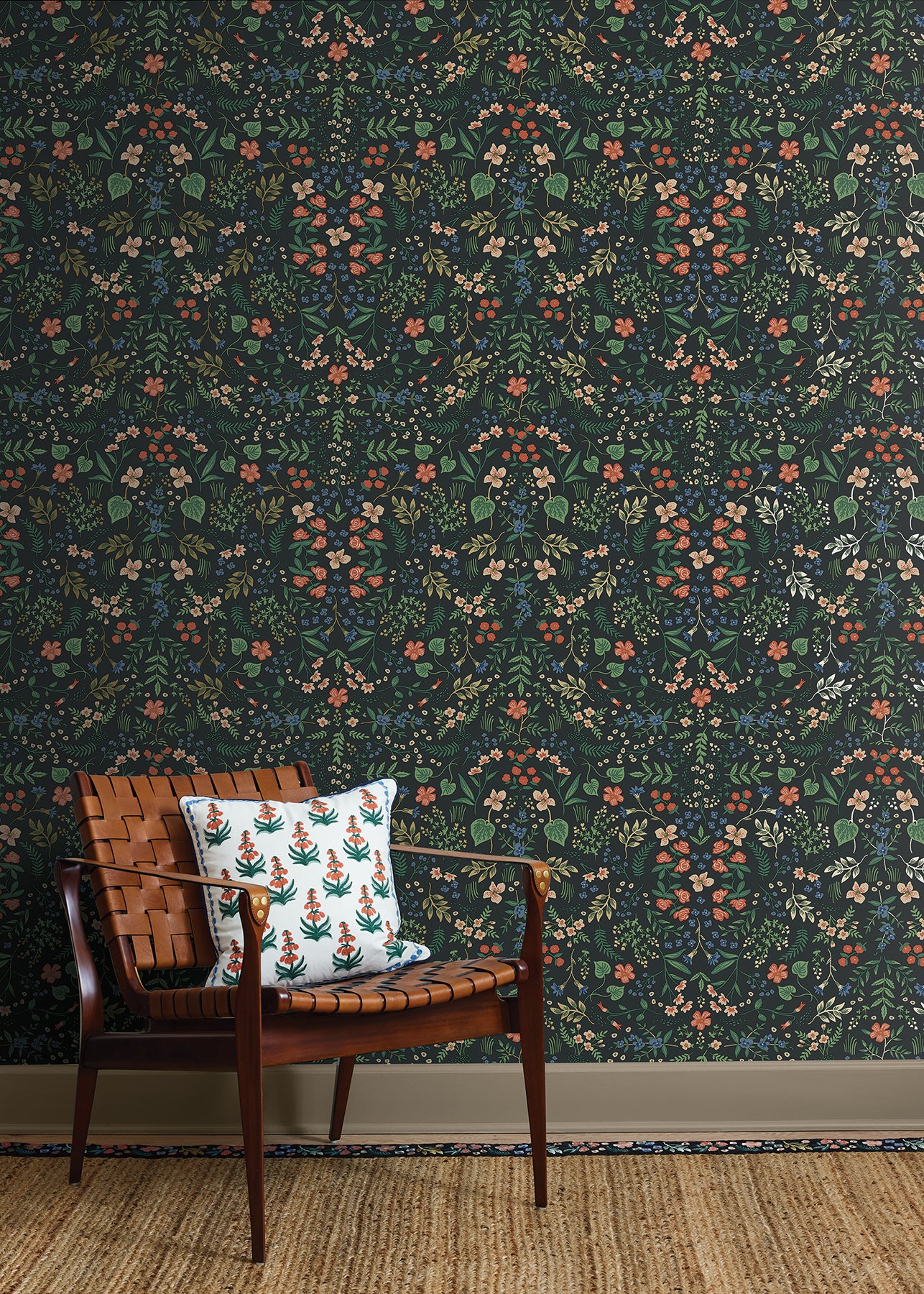 Wildwood Peel and Stick wallpaper in black metallic color - pattern number PSW1623RL - by Rifle Paper Co in the Rifle Paper Co Fourth Edition Peel and Stick Wallpaper collection
