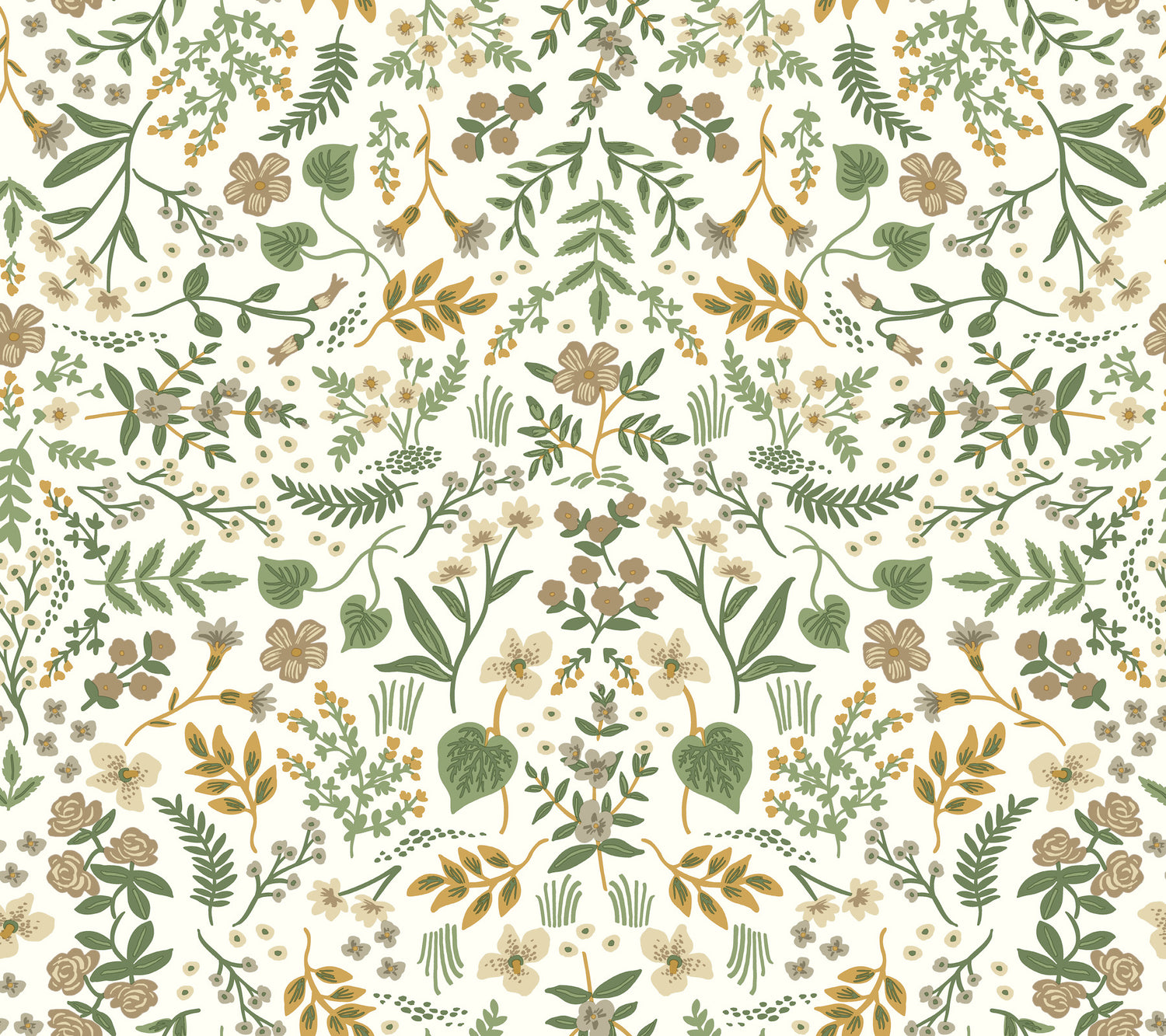 Wildwood Peel and Stick wallpaper in linen metallic color - pattern number PSW1625RL - by Rifle Paper Co in the Rifle Paper Co Fourth Edition Peel and Stick Wallpaper collection
