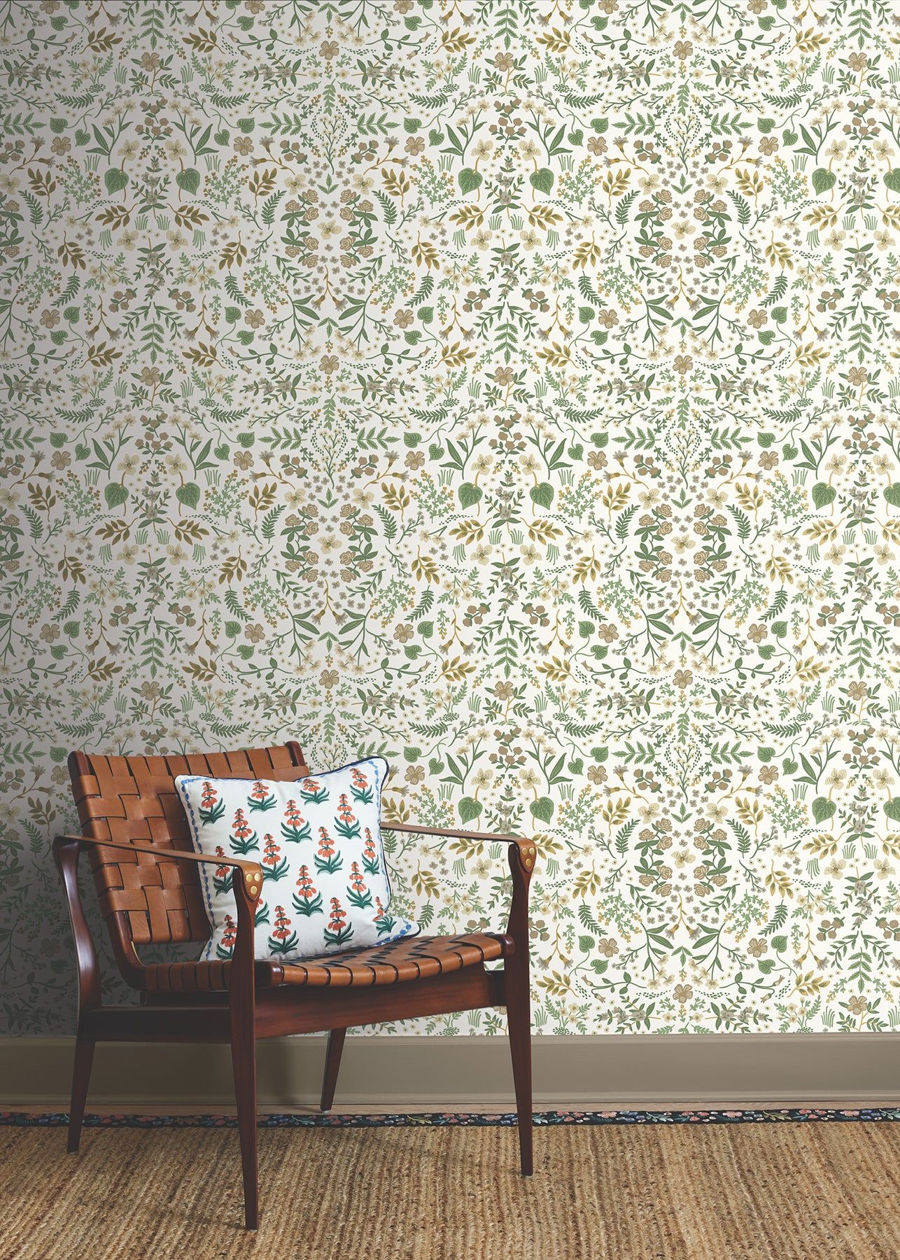 Wildwood Peel and Stick wallpaper in linen metallic color - pattern number PSW1625RL - by Rifle Paper Co in the Rifle Paper Co Fourth Edition Peel and Stick Wallpaper collection