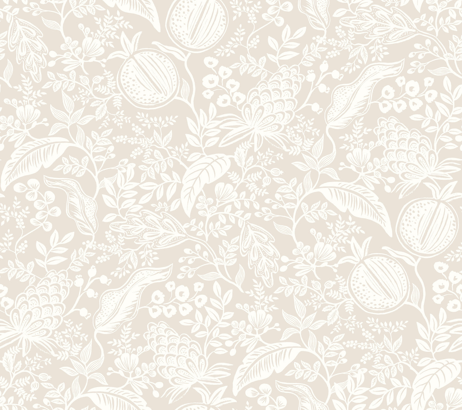 Pomegranate Peel and Stick wallpaper in beige &amp; white color - pattern number PSW1629RL - by Rifle Paper Co in the Rifle Paper Co Fourth Edition Peel and Stick Wallpaper collection