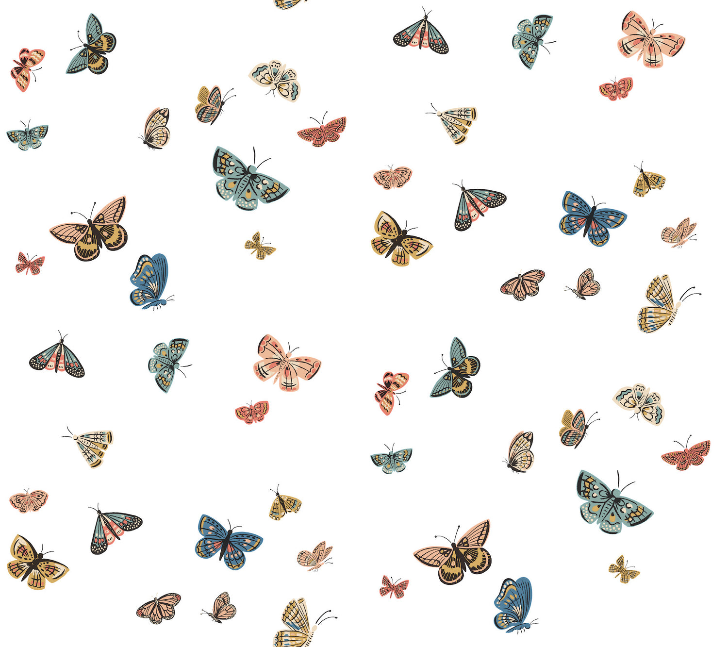 Butterfly House Peel and Stick wallpaper in white color - pattern number PSW1632RL - by Rifle Paper Co in the Rifle Paper Co Fourth Edition Peel and Stick Wallpaper collection