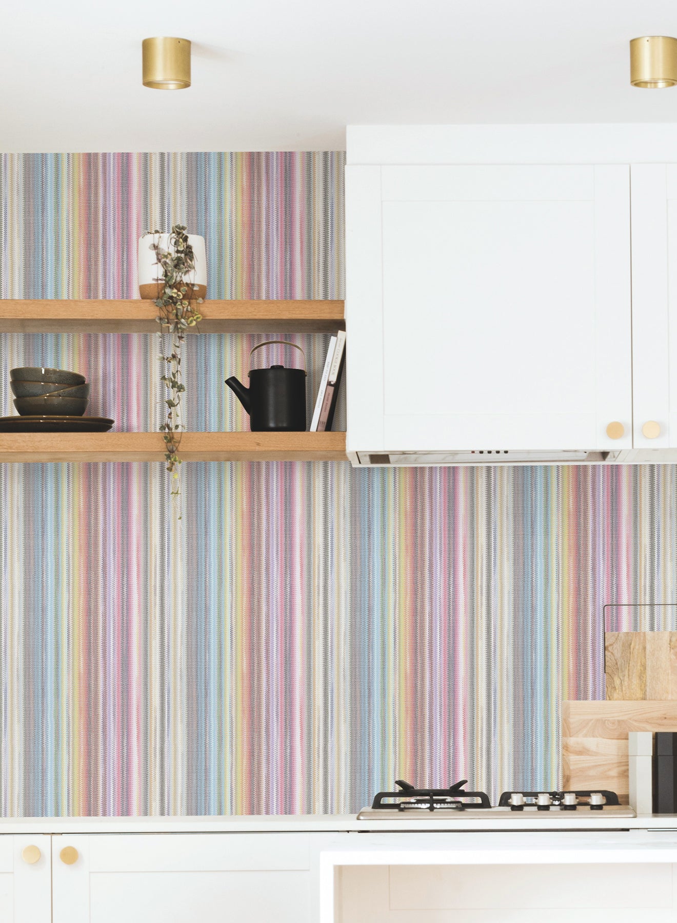 Striped Sunset Peel and Stick wallpaper in rainbow color - pattern number PSW1633RL - by York in the Missoni Peel and Stick Wallpaper collection