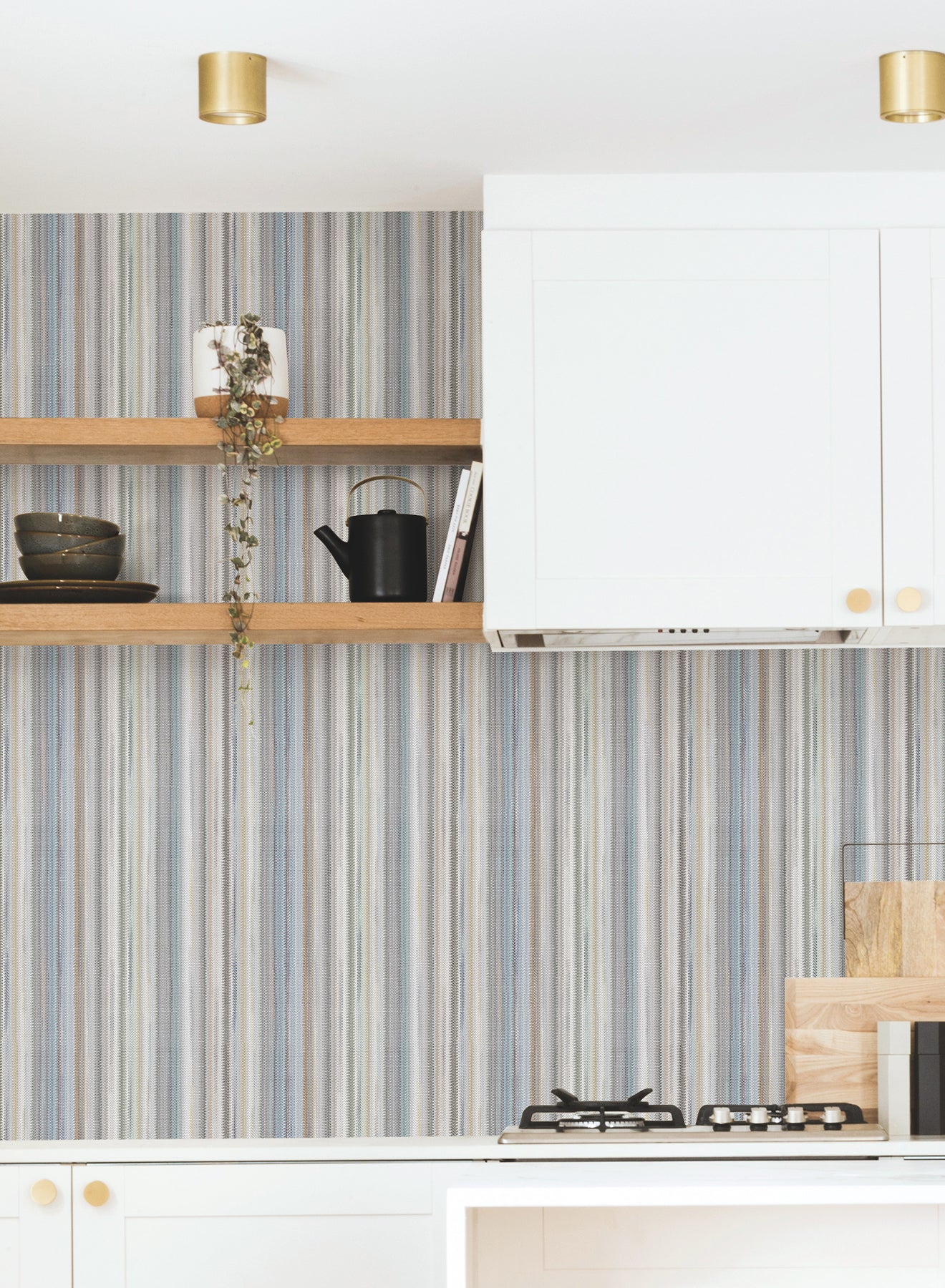 Striped Sunset Peel and Stick wallpaper in blue grey color - pattern number PSW1634RL - by York in the Missoni Peel and Stick Wallpaper collection