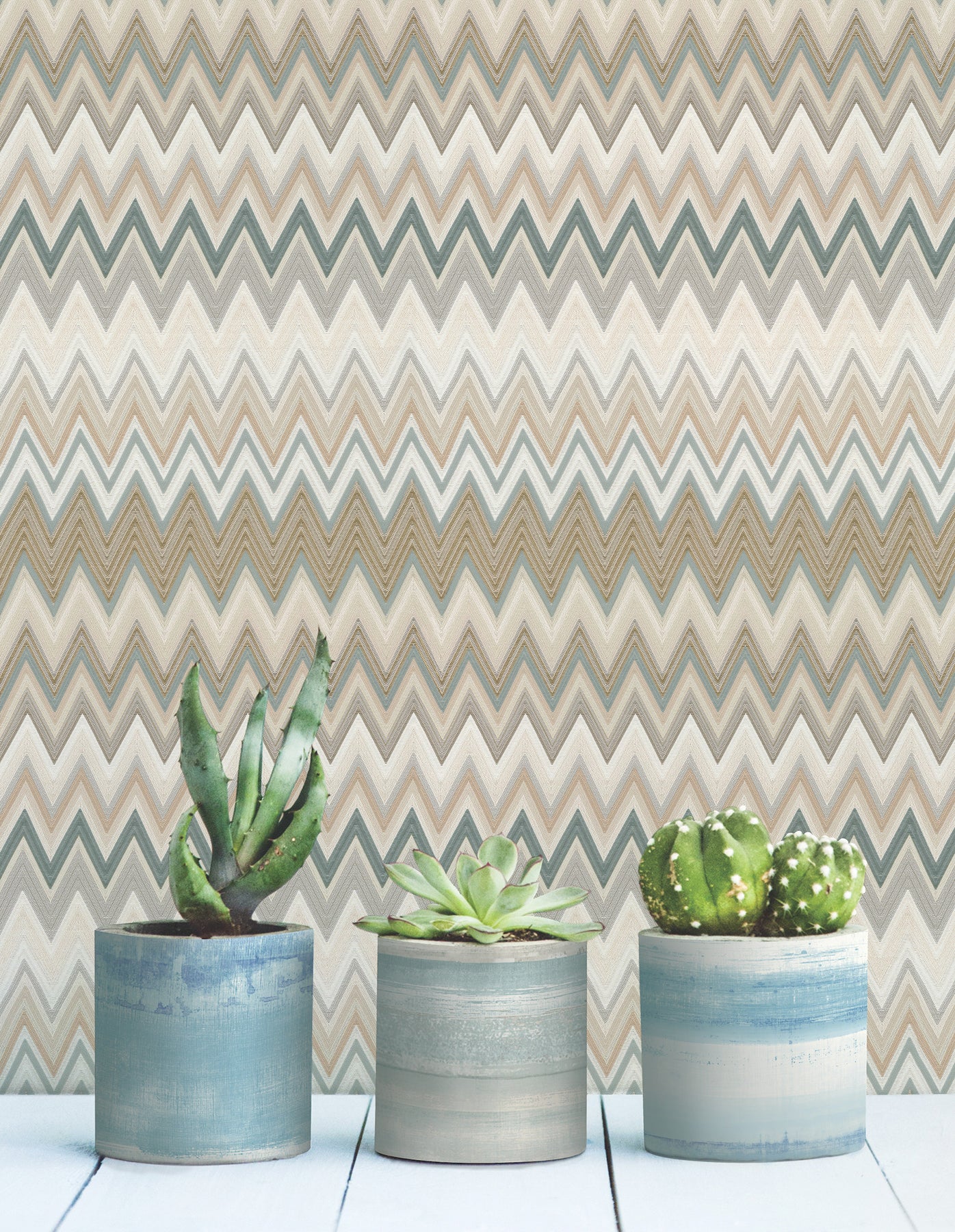 Zig Zag Peel and Stick wallpaper in green color - pattern number PSW1642RL - by York in the Missoni Peel and Stick Wallpaper collection