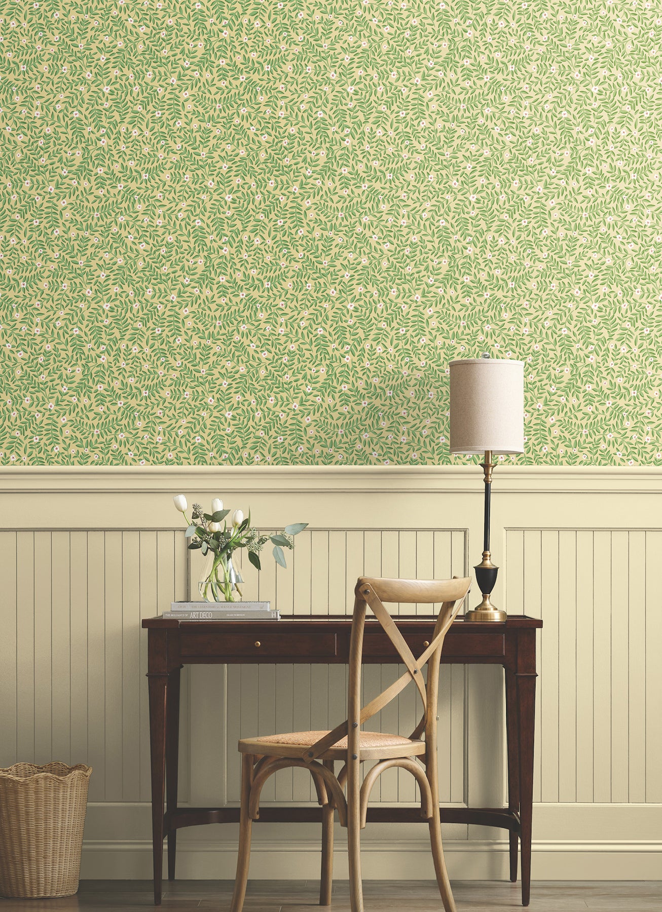 Elodie Petite Floral Peel and Stick wallpaper in gold metallic color - pattern number PSW1671RL - by Rifle Paper Co in the Rifle Paper Co Fifth Edition Peel and Stick Wallpaper collection