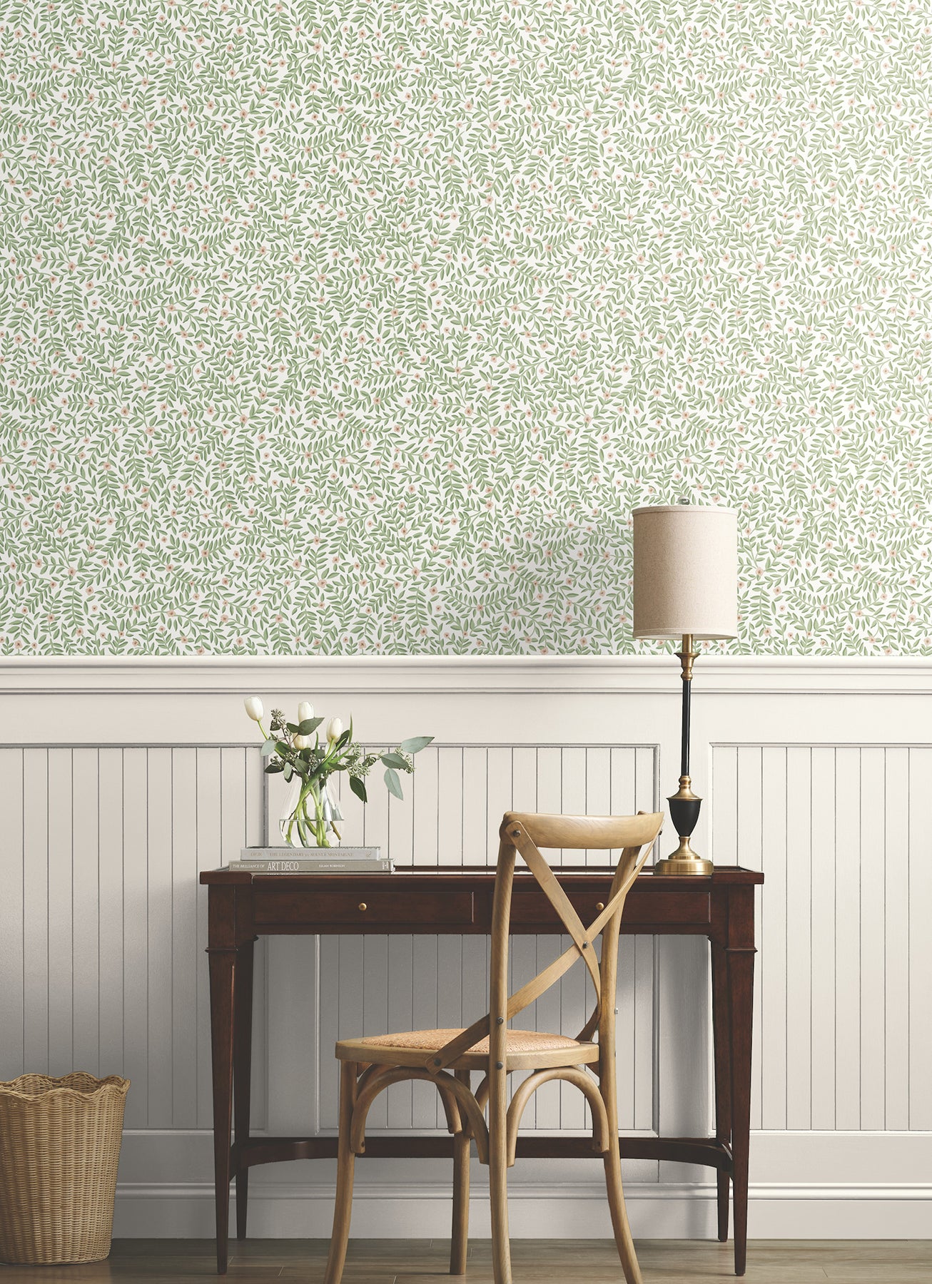 Elodie Petite Floral Peel and Stick wallpaper in cream metallic color - pattern number PSW1673RL - by Rifle Paper Co in the Rifle Paper Co Fifth Edition Peel and Stick Wallpaper collection