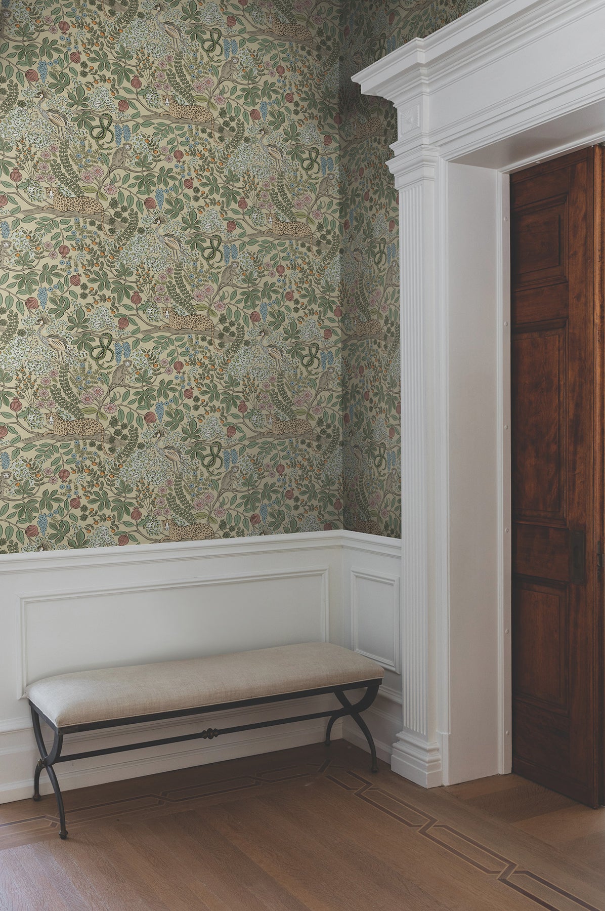 Safari Jungle Toile Peel and Stick wallpaper in beige color - pattern number PSW1679RL - by Rifle Paper Co in the Rifle Paper Co Fifth Edition Peel and Stick Wallpaper collection