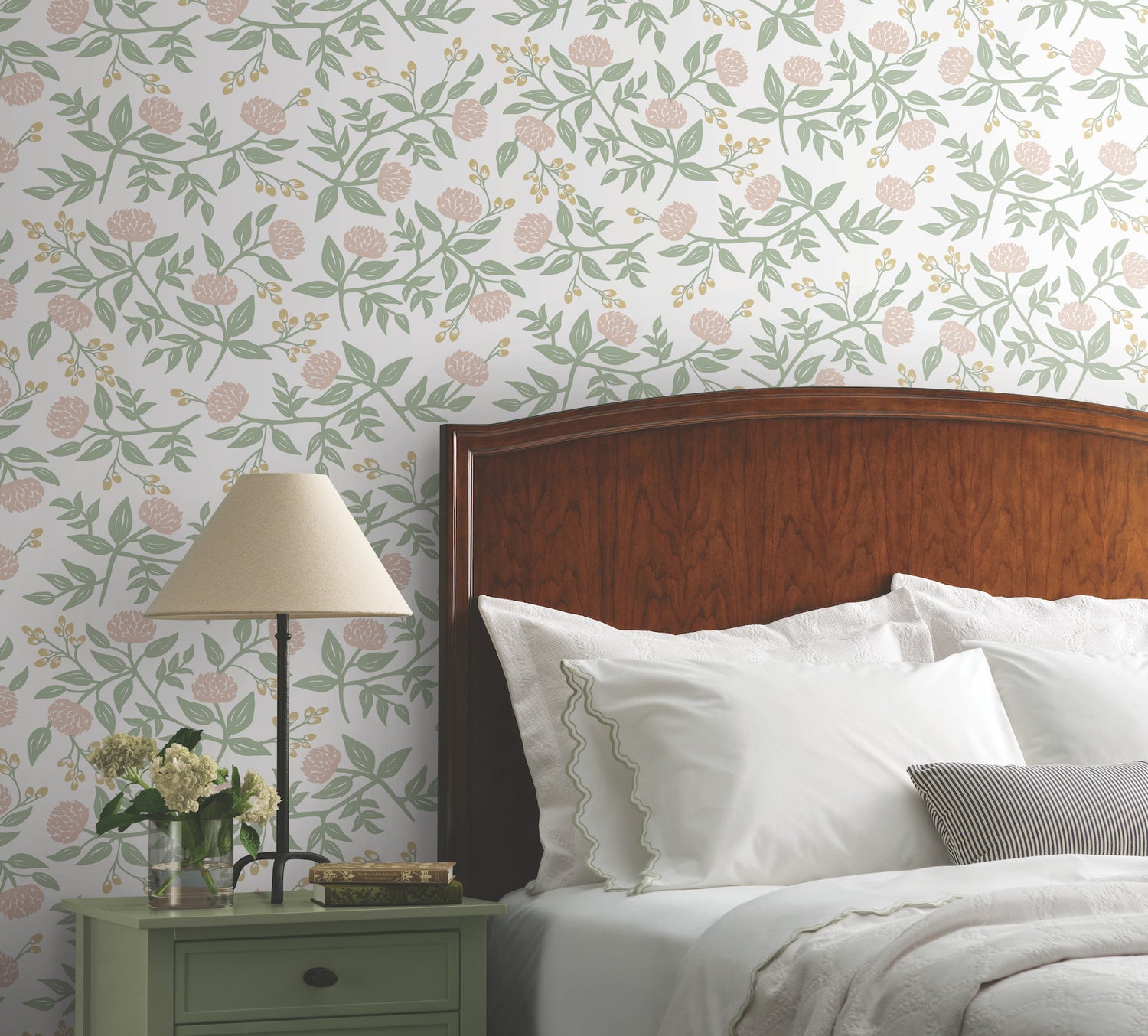 Peonies Floral Peel and Stick wallpaper in blush metallic color - pattern number PSW1685RL - by Rifle Paper Co in the Rifle Paper Co Fifth Edition Peel and Stick Wallpaper collection