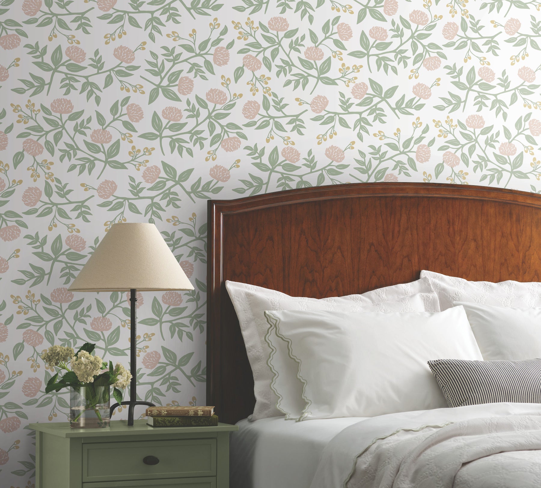 Peonies Floral Peel and Stick wallpaper in blush metallic color - pattern number PSW1685RL - by Rifle Paper Co in the Rifle Paper Co Fifth Edition Peel and Stick Wallpaper collection