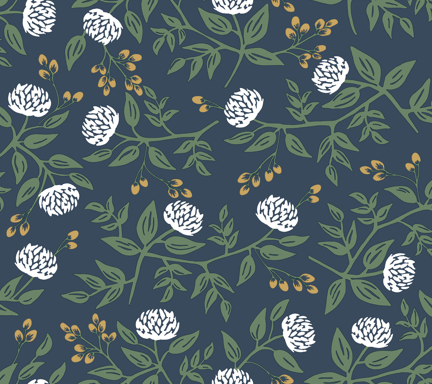 Peonies Floral Peel and Stick wallpaper in navy metallic color - pattern number PSW1687RL - by Rifle Paper Co in the Rifle Paper Co Fifth Edition Peel and Stick Wallpaper collection