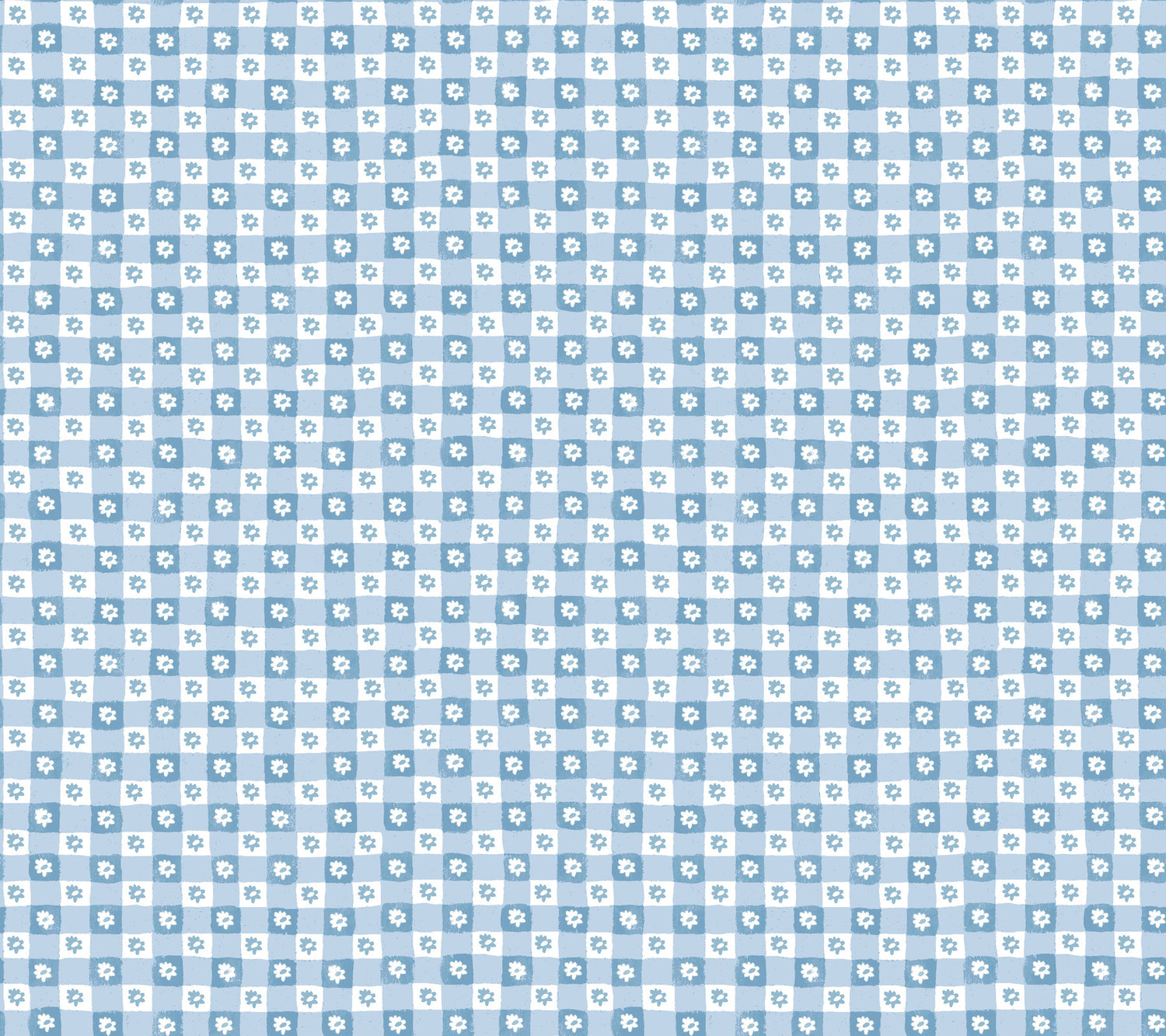 Daisy Gingham Floral Check Peel and Stick wallpaper in blue color - pattern number PSW1689RL - by Rifle Paper Co in the Rifle Paper Co Fifth Edition Peel and Stick Wallpaper collection