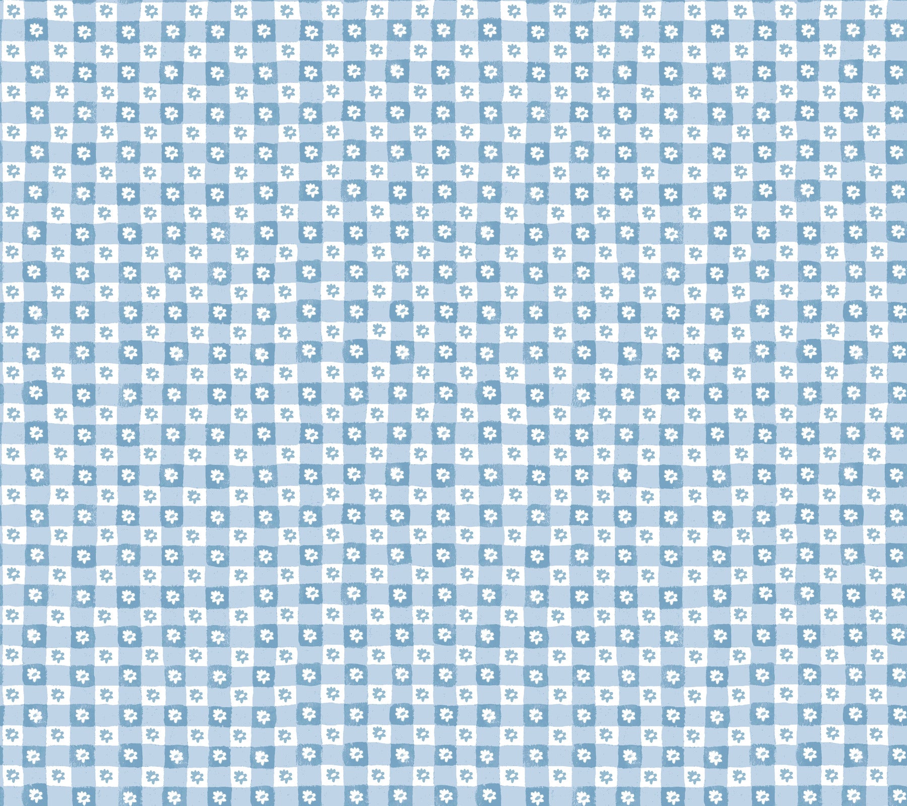 Daisy Gingham Floral Check Peel and Stick wallpaper in blue color - pattern number PSW1689RL - by Rifle Paper Co in the Rifle Paper Co Fifth Edition Peel and Stick Wallpaper collection