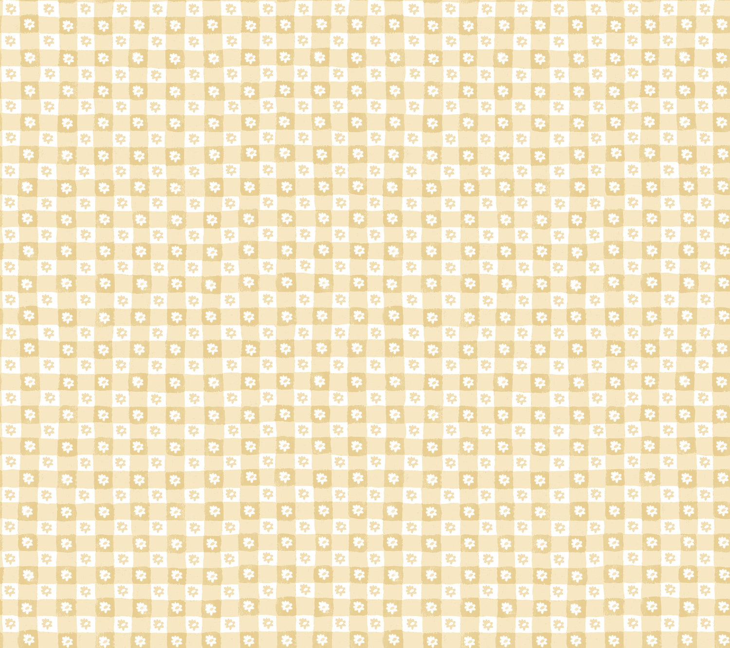 Daisy Gingham Floral Check Peel and Stick wallpaper in yellow color - pattern number PSW1692RL - by Rifle Paper Co in the Rifle Paper Co Fifth Edition Peel and Stick Wallpaper collection