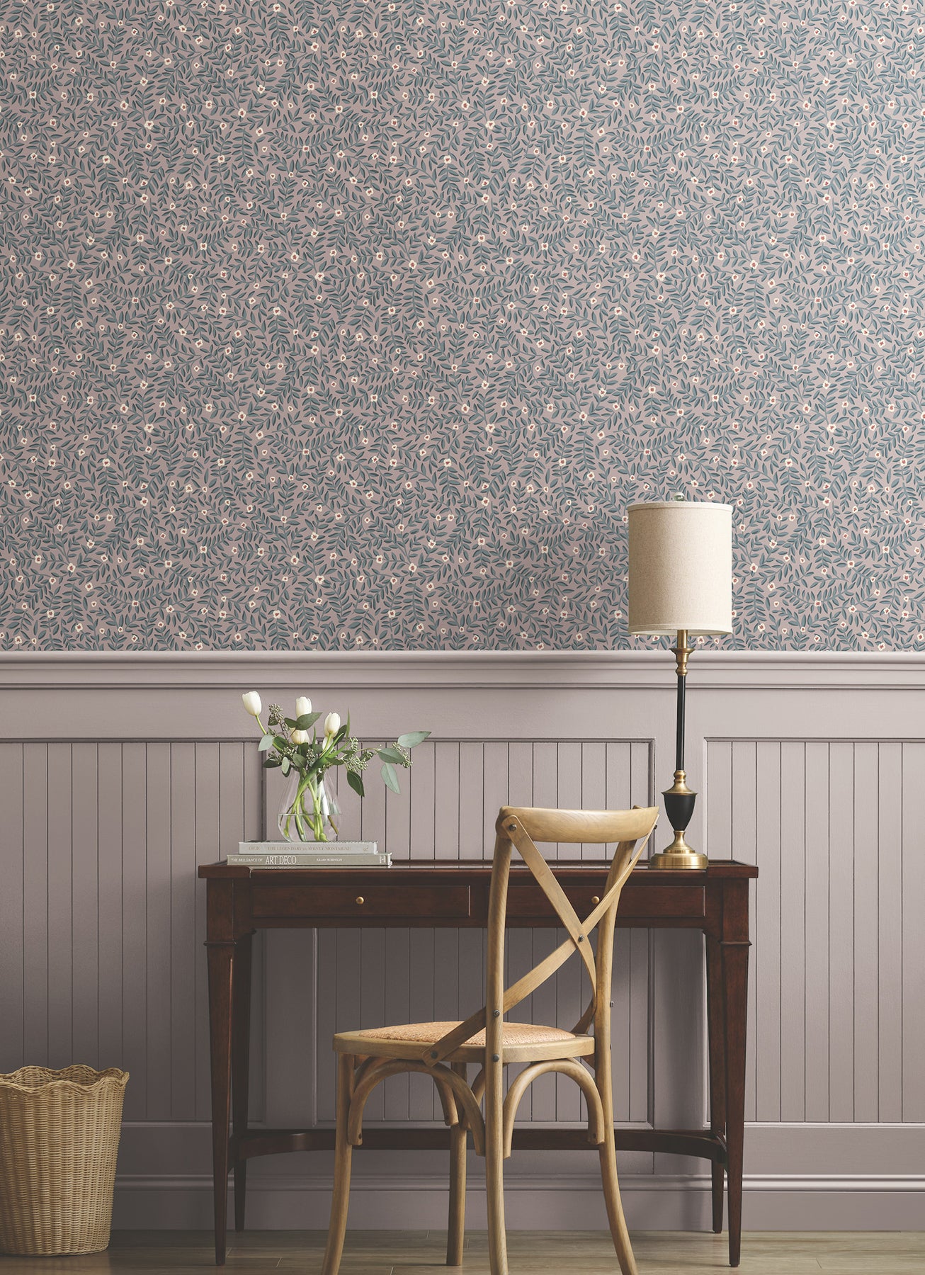 Elodie Petite Floral Peel and Stick wallpaper in lavender metallic color - pattern number PSW1693RL - by Rifle Paper Co in the Rifle Paper Co Fifth Edition Peel and Stick Wallpaper collection