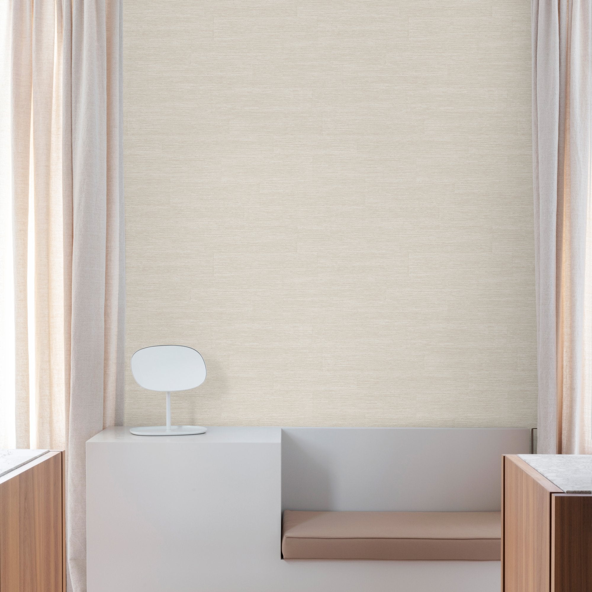 Textile Plain Wallpaper in beige color - pattern number PW1002 - by Grandeco in the Precious Weaves collection