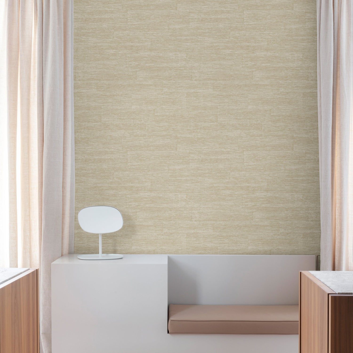 Textile Plain Wallpaper in beige color - pattern number PW1003 - by Grandeco in the Precious Weaves collection