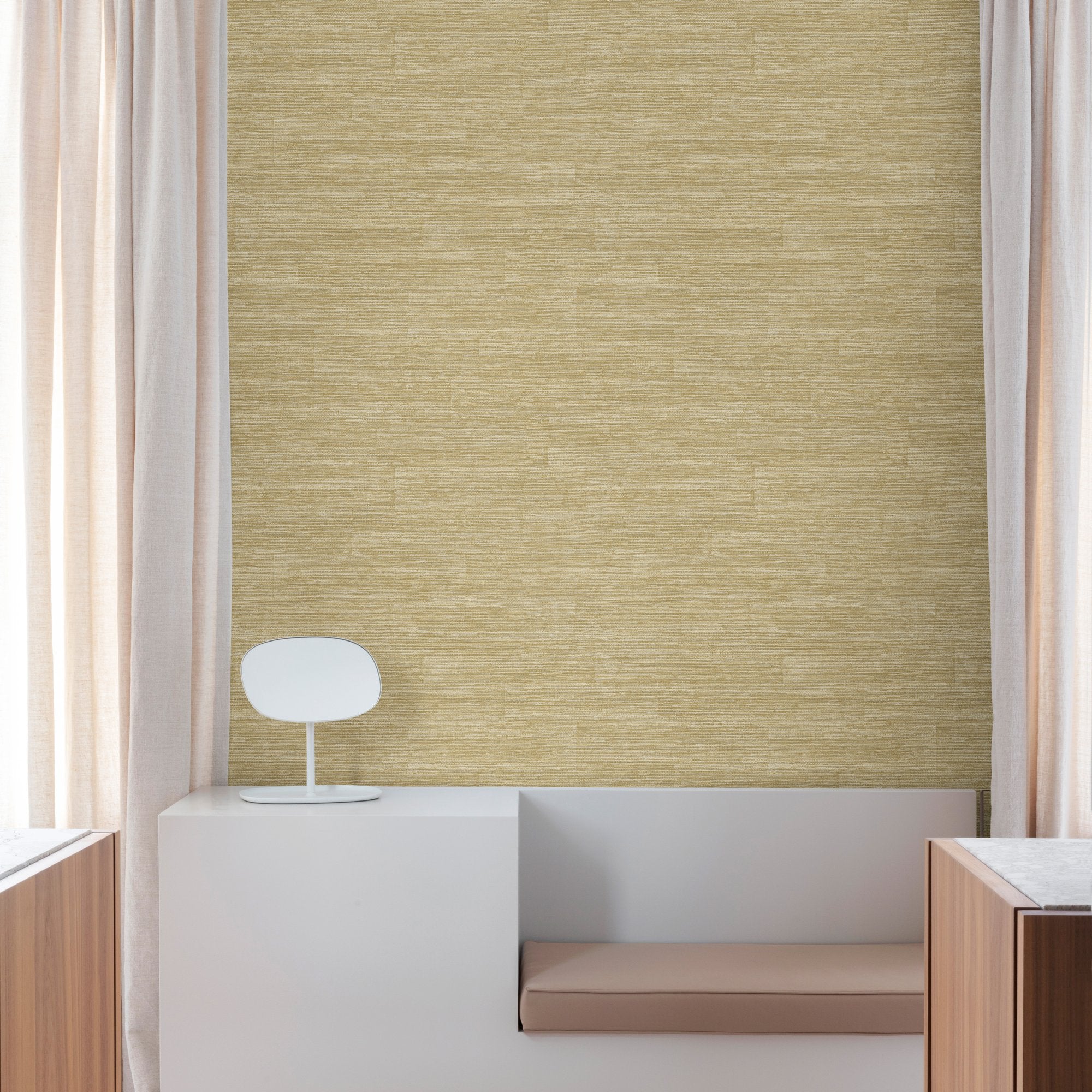 Textile Plain Wallpaper in beige color - pattern number PW1005 - by Grandeco in the Precious Weaves collection
