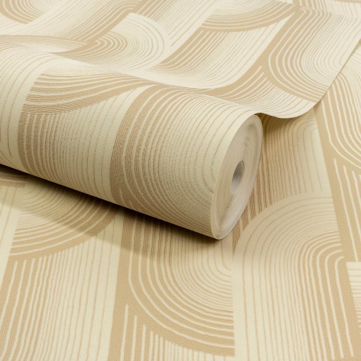 Geometric All-over Wallpaper in beige color - pattern number PW3105 - by Grandeco in the Precious Weaves collection