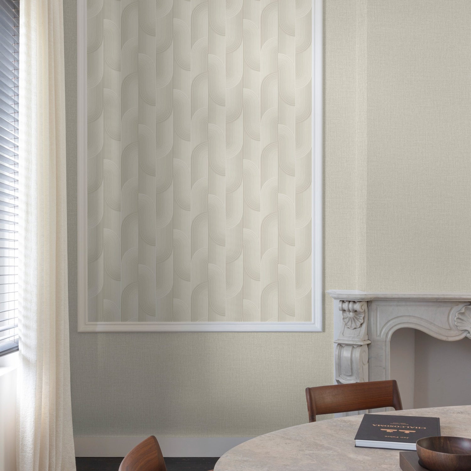 Geometric All-over Wallpaper in cream color - pattern number PW3108 - by Grandeco in the Precious Weaves collection