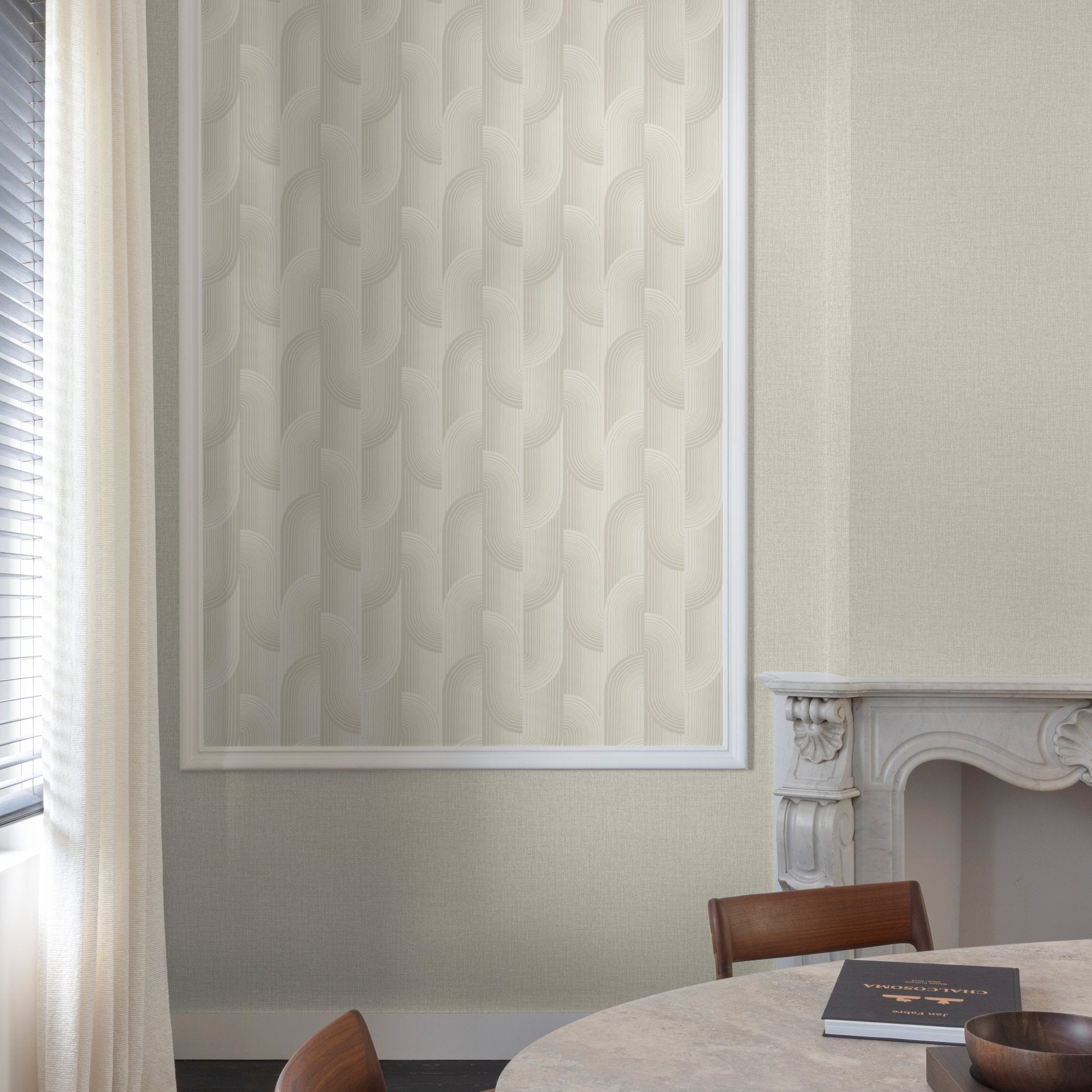 Geometric All-over Wallpaper in cream color - pattern number PW3108 - by Grandeco in the Precious Weaves collection
