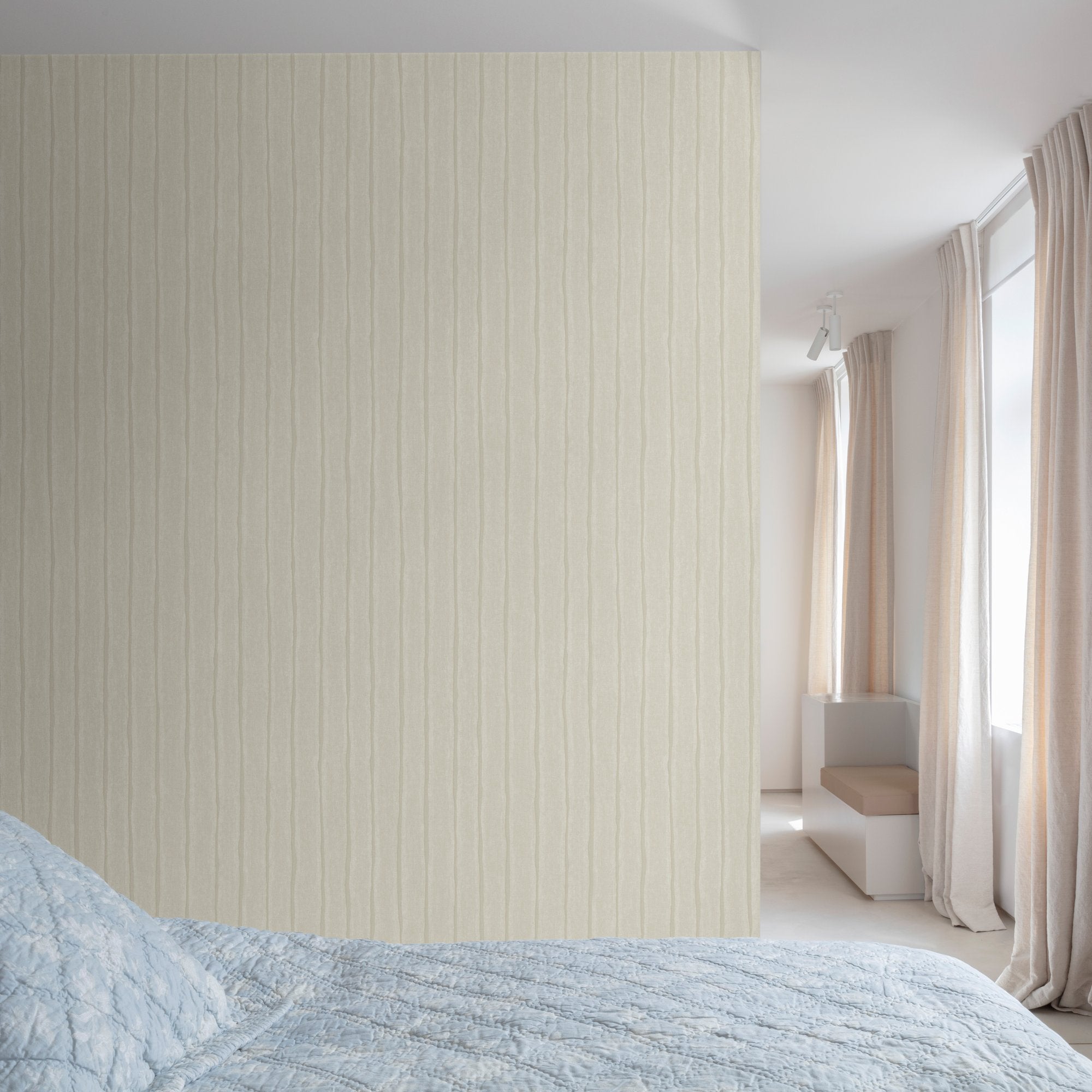 Irregular Stripes Wallpaper in beige color - pattern number PW4002 - by Grandeco in the Precious Weaves collection