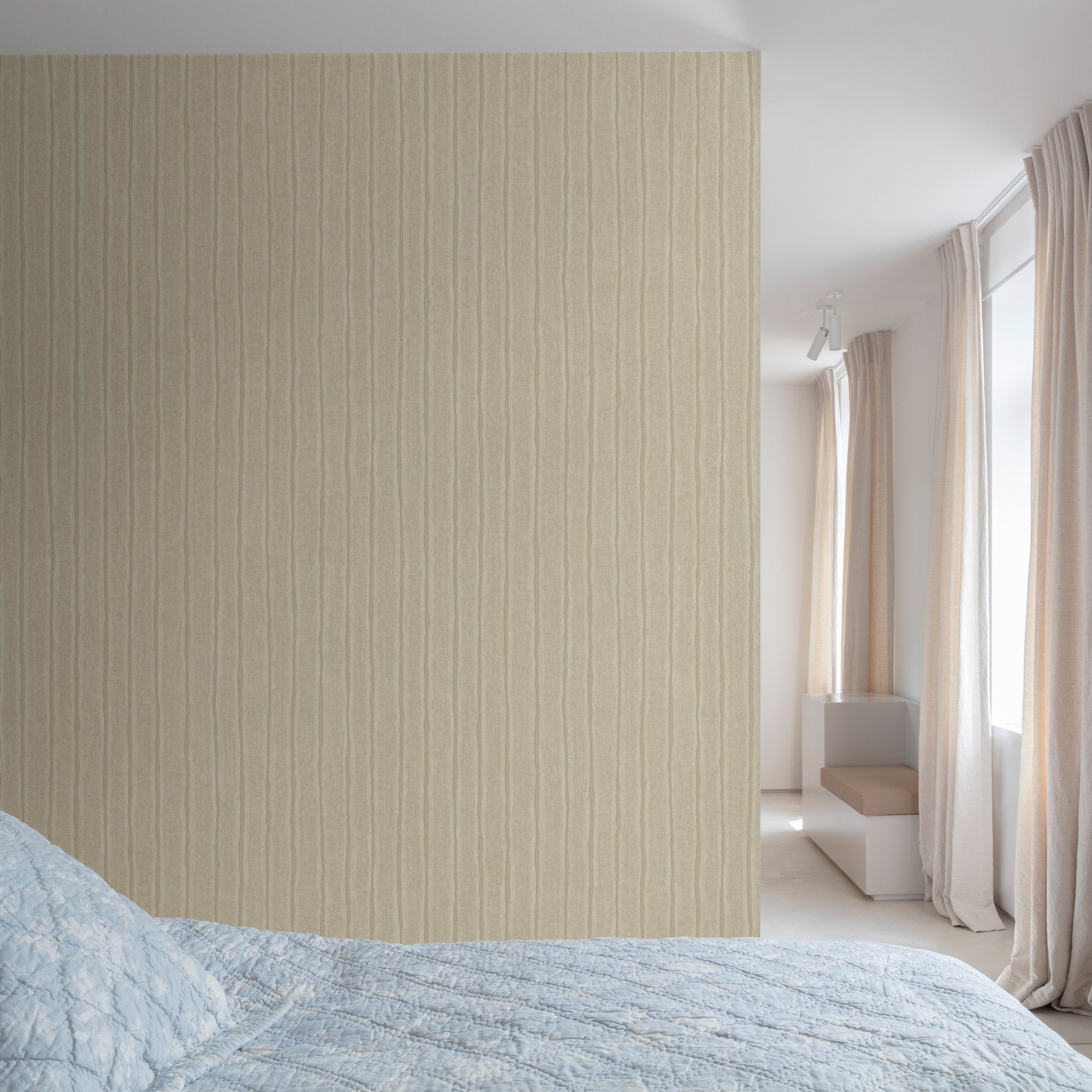 Irregular Stripes Wallpaper in beige color - pattern number PW4004 - by Grandeco in the Precious Weaves collection