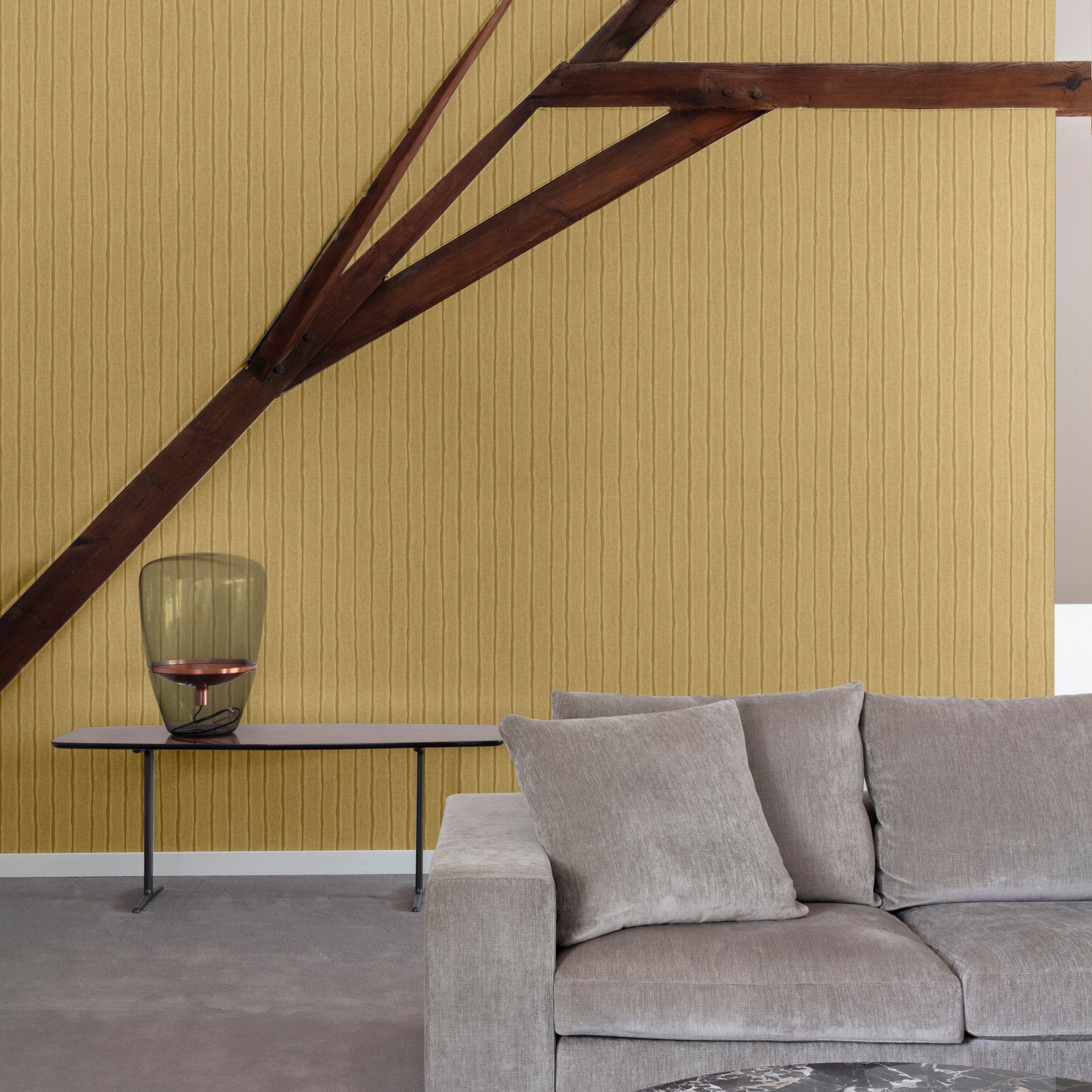 Irregular Stripes Wallpaper in gold color - pattern number PW4005 - by Grandeco in the Precious Weaves collection