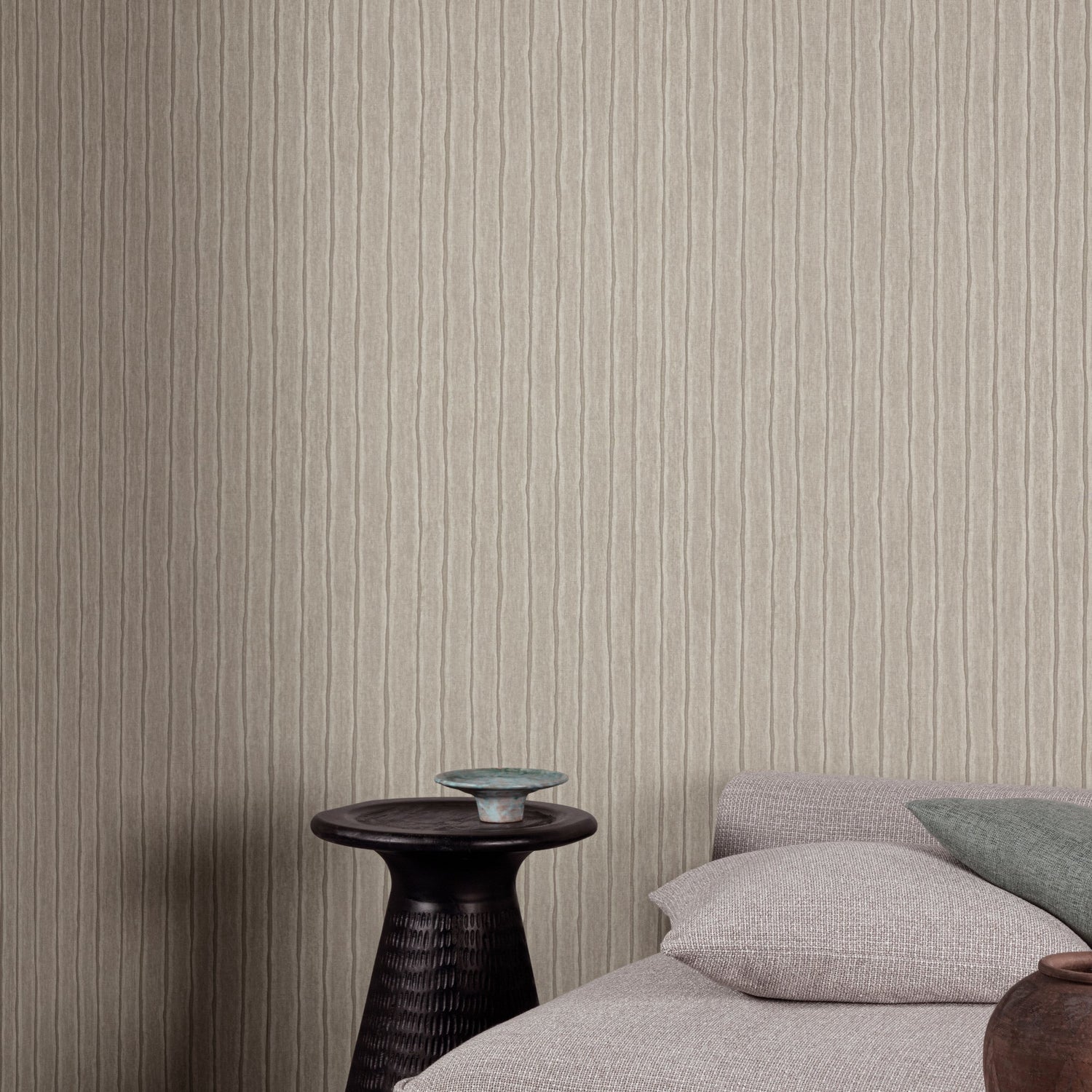 Irregular Stripes Wallpaper in brown color - pattern number PW4008 - by Grandeco in the Precious Weaves collection