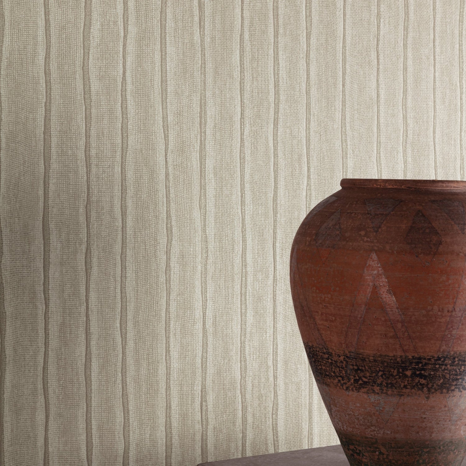 Irregular Stripes Wallpaper in brown color - pattern number PW4008 - by Grandeco in the Precious Weaves collection