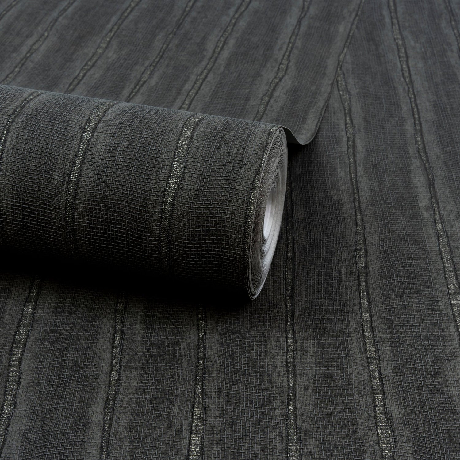 Irregular Stripes Wallpaper in black color - pattern number PW4009 - by Grandeco in the Precious Weaves collection