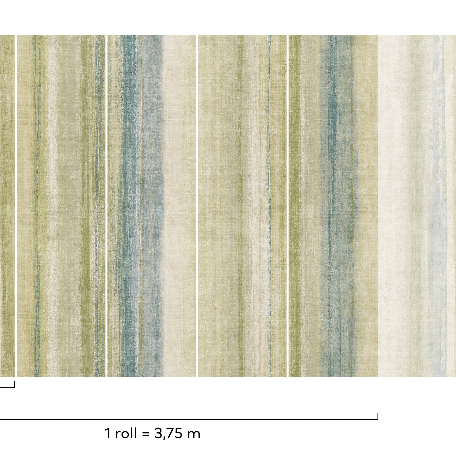 Styled Stripes 7 Panel Mural in green color - pattern number PW6001 - by Grandeco in the Precious Weaves collection