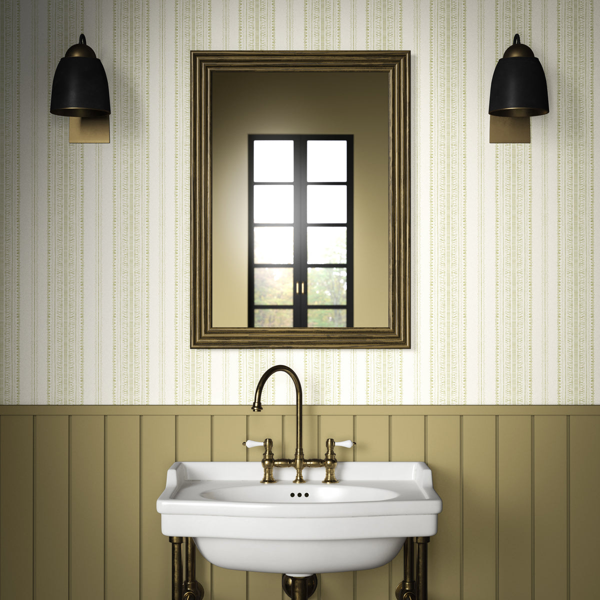Bodo Stripe Wallpaper in Willow color - pattern number PWC100004.23.0 - by The Pure Edit in the Sustainable Wallcovering collection