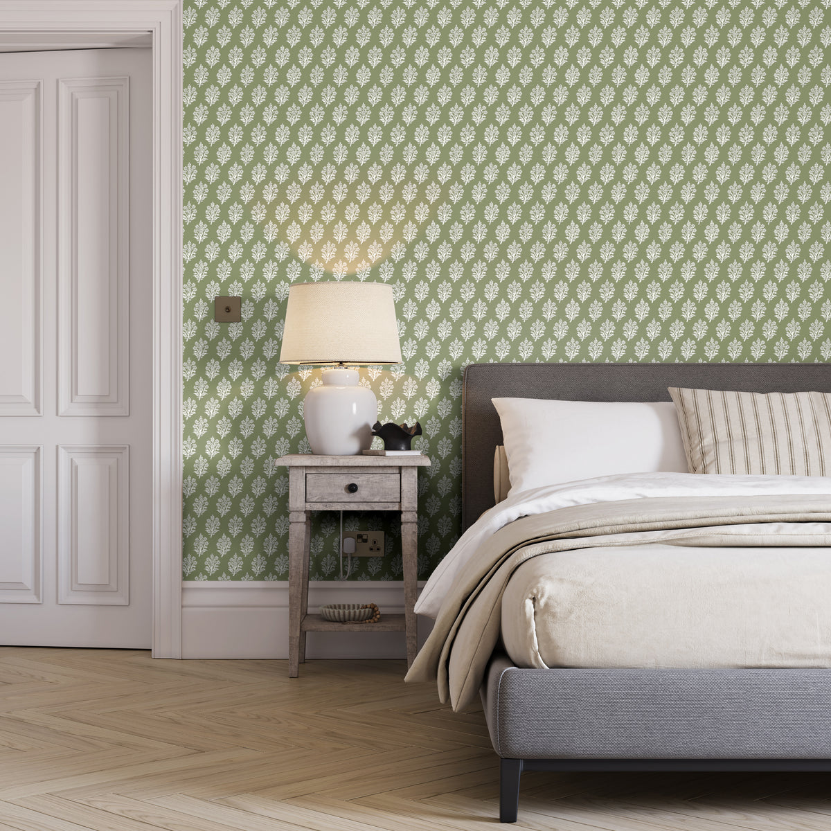 Dabu Wallpaper in Olive color - pattern number PWC100006.30.0 - by The Pure Edit in the Sustainable Wallcovering collection