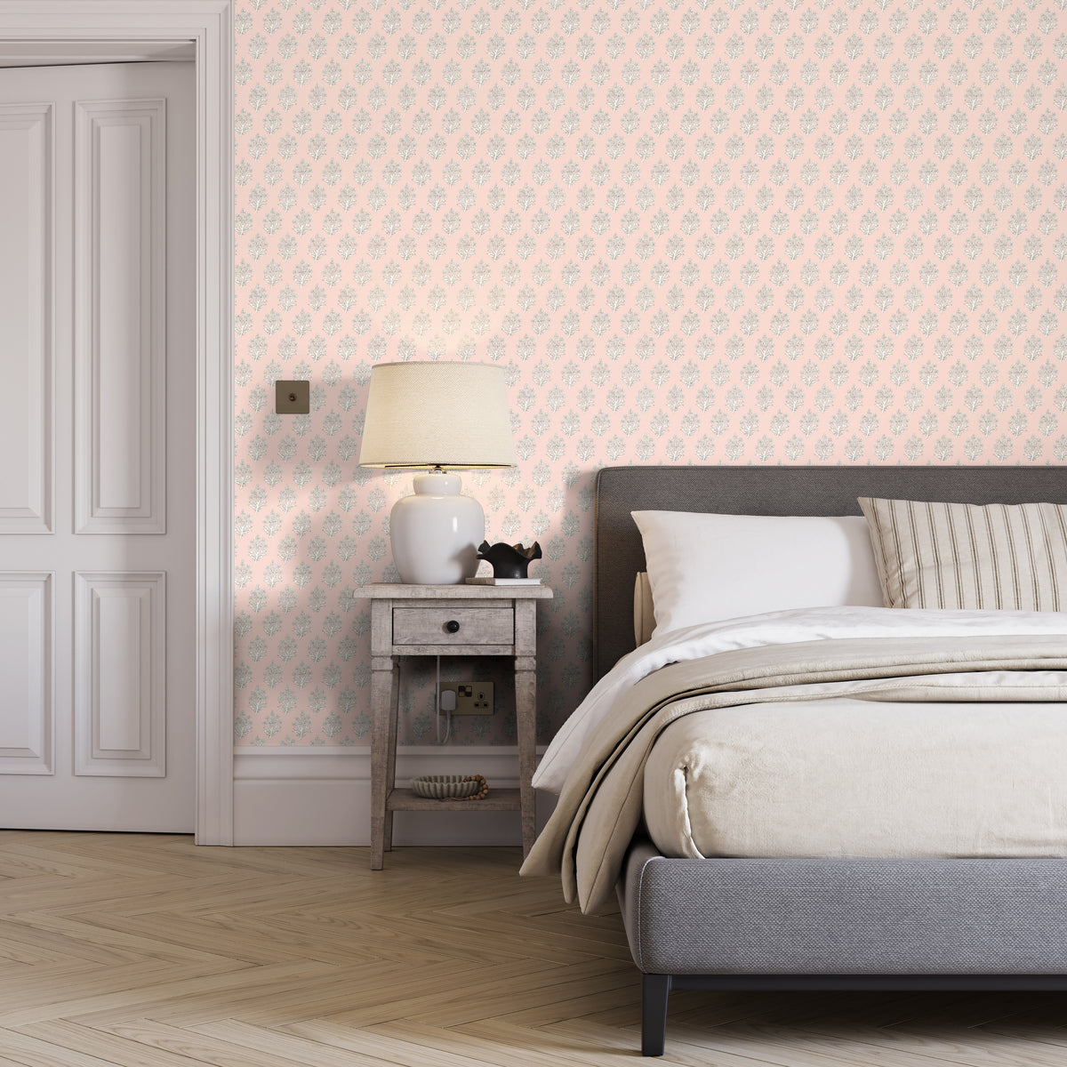 Dabu Wallpaper in Rose color - pattern number PWC100006.7.0 - by The Pure Edit in the Sustainable Wallcovering collection