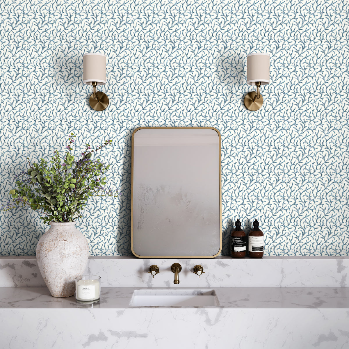 Inaya Wallpaper in Indigo color - pattern number PWC100010.50.0 - by The Pure Edit in the Sustainable Wallcovering collection