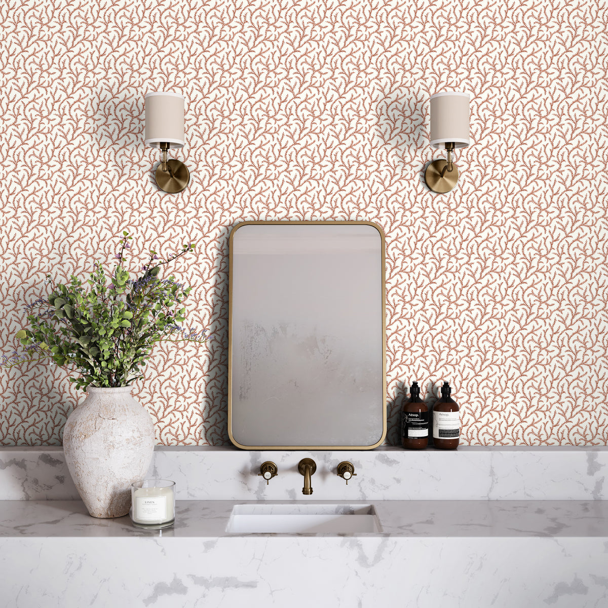 Inaya Wallpaper in Madder color - pattern number PWC100010.919.0 - by The Pure Edit in the Sustainable Wallcovering collection