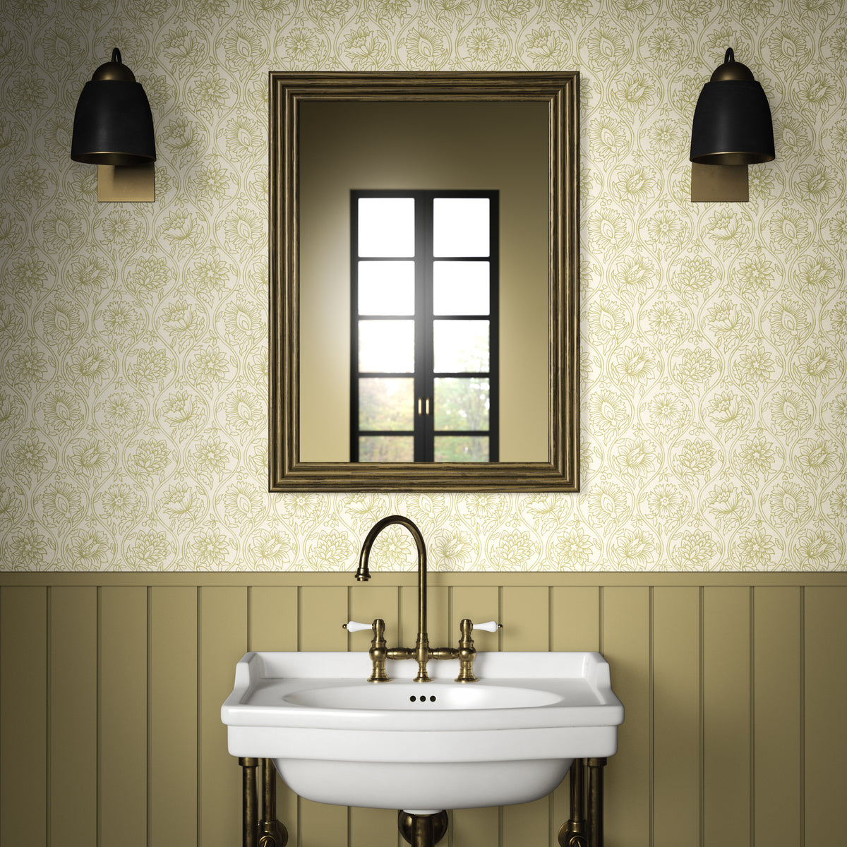 Lotus Wallpaper in Moss color - pattern number PWC100013.23.0 - by The Pure Edit in the Sustainable Wallcovering collection
