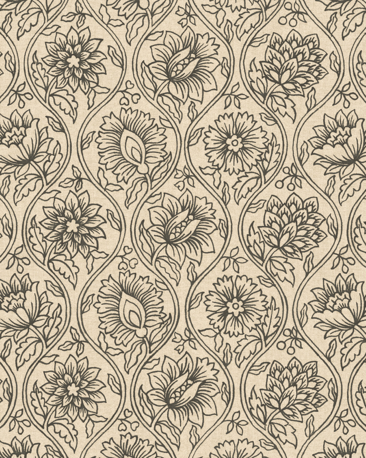 Lotus Wallpaper in Charcoal color - pattern number PWC100013.816.0 - by The Pure Edit in the Sustainable Wallcovering collection