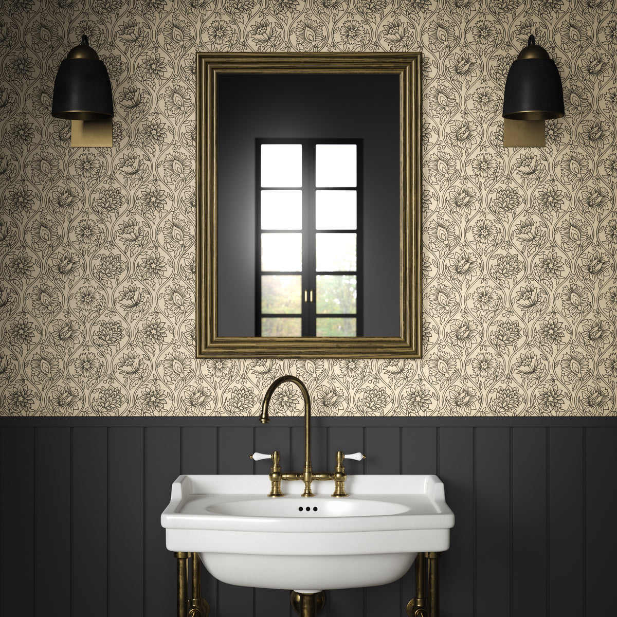 Lotus Wallpaper in Charcoal color - pattern number PWC100013.816.0 - by The Pure Edit in the Sustainable Wallcovering collection