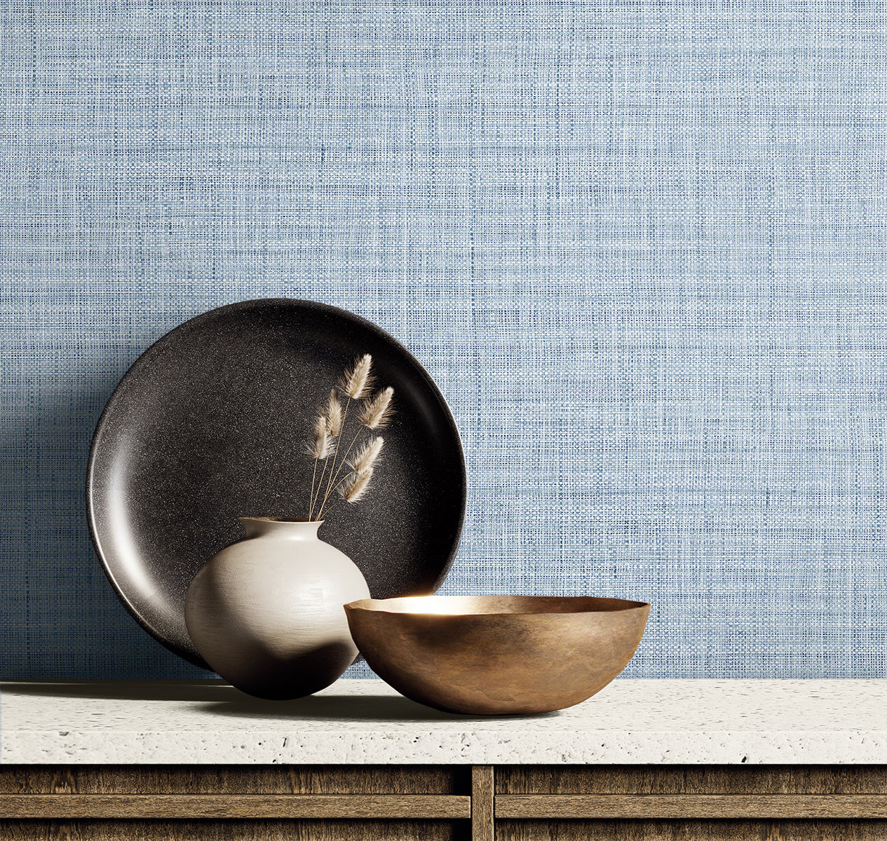 Harvest Twine wallpaper in sky blue color - pattern number RA40104 - by Seabrook in the Raffia collection