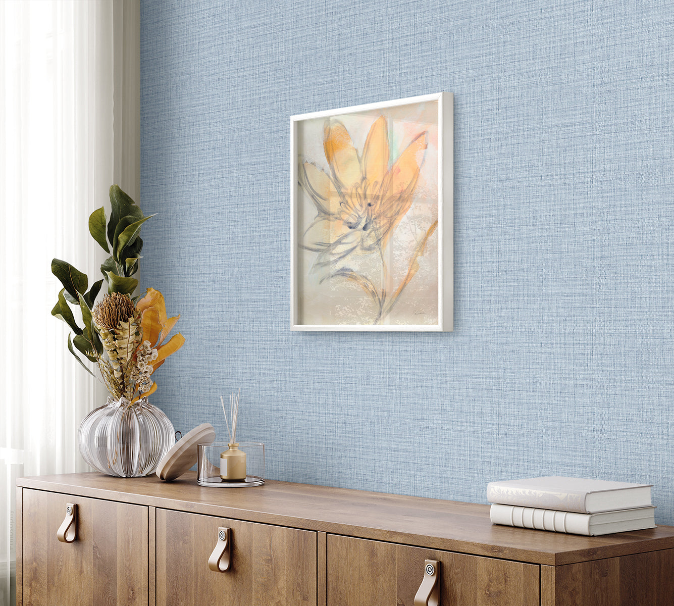 Harvest Twine wallpaper in sky blue color - pattern number RA40104 - by Seabrook in the Raffia collection
