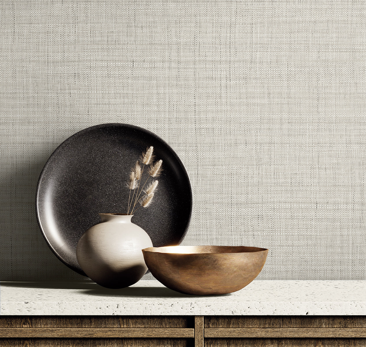 Harvest Twine wallpaper in pebble color - pattern number RA40106 - by Seabrook in the Raffia collection