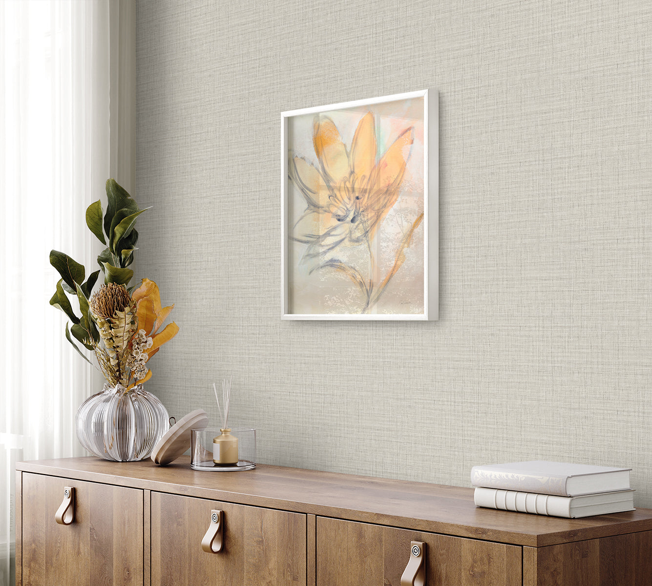 Harvest Twine wallpaper in pebble color - pattern number RA40106 - by Seabrook in the Raffia collection