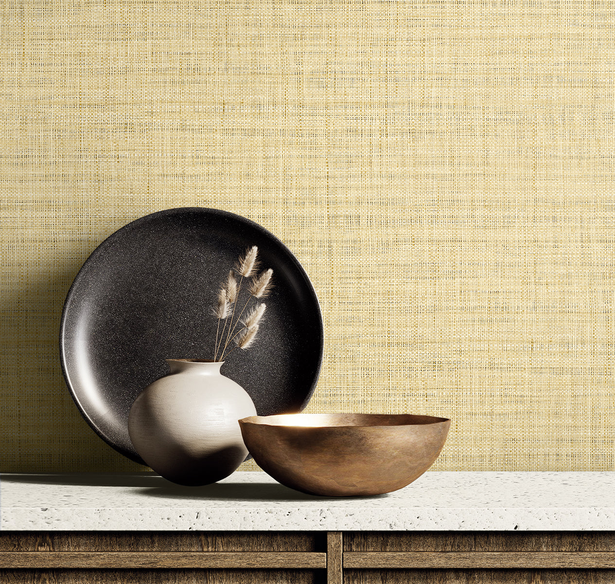 Harvest Twine wallpaper in honey color - pattern number RA40107 - by Seabrook in the Raffia collection