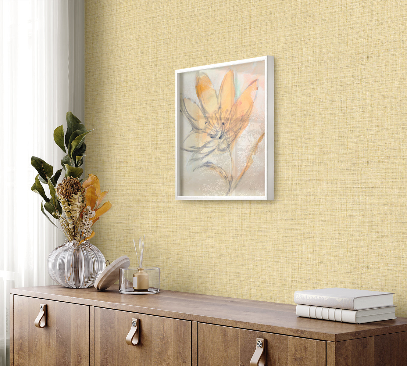 Harvest Twine wallpaper in honey color - pattern number RA40107 - by Seabrook in the Raffia collection
