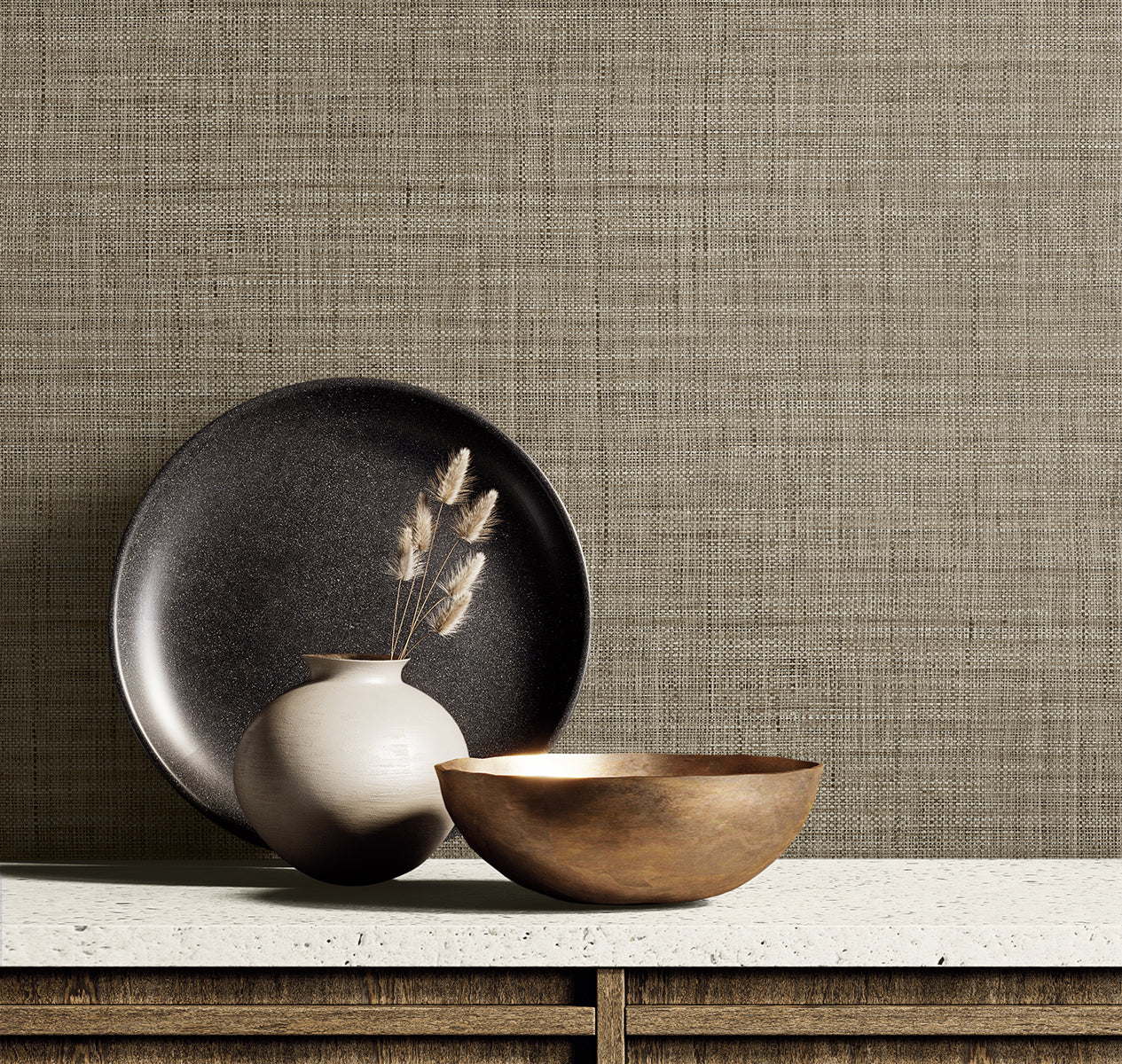 Harvest Twine wallpaper in driftwood color - pattern number RA40130 - by Seabrook in the Raffia collection