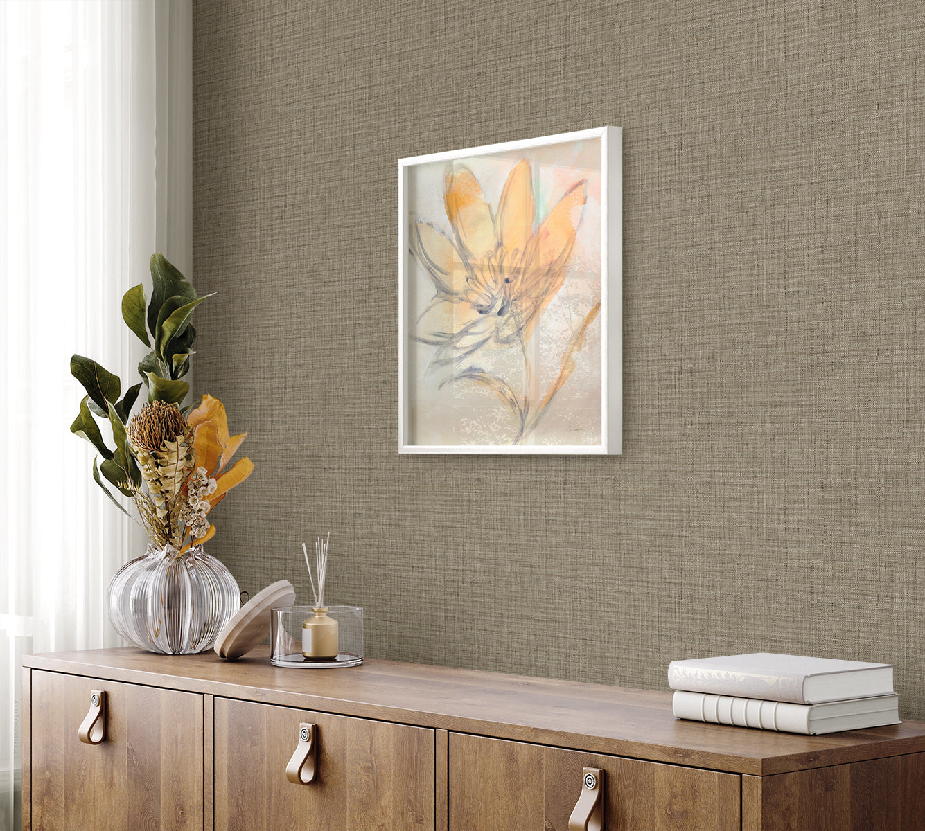 Harvest Twine wallpaper in driftwood color - pattern number RA40130 - by Seabrook in the Raffia collection